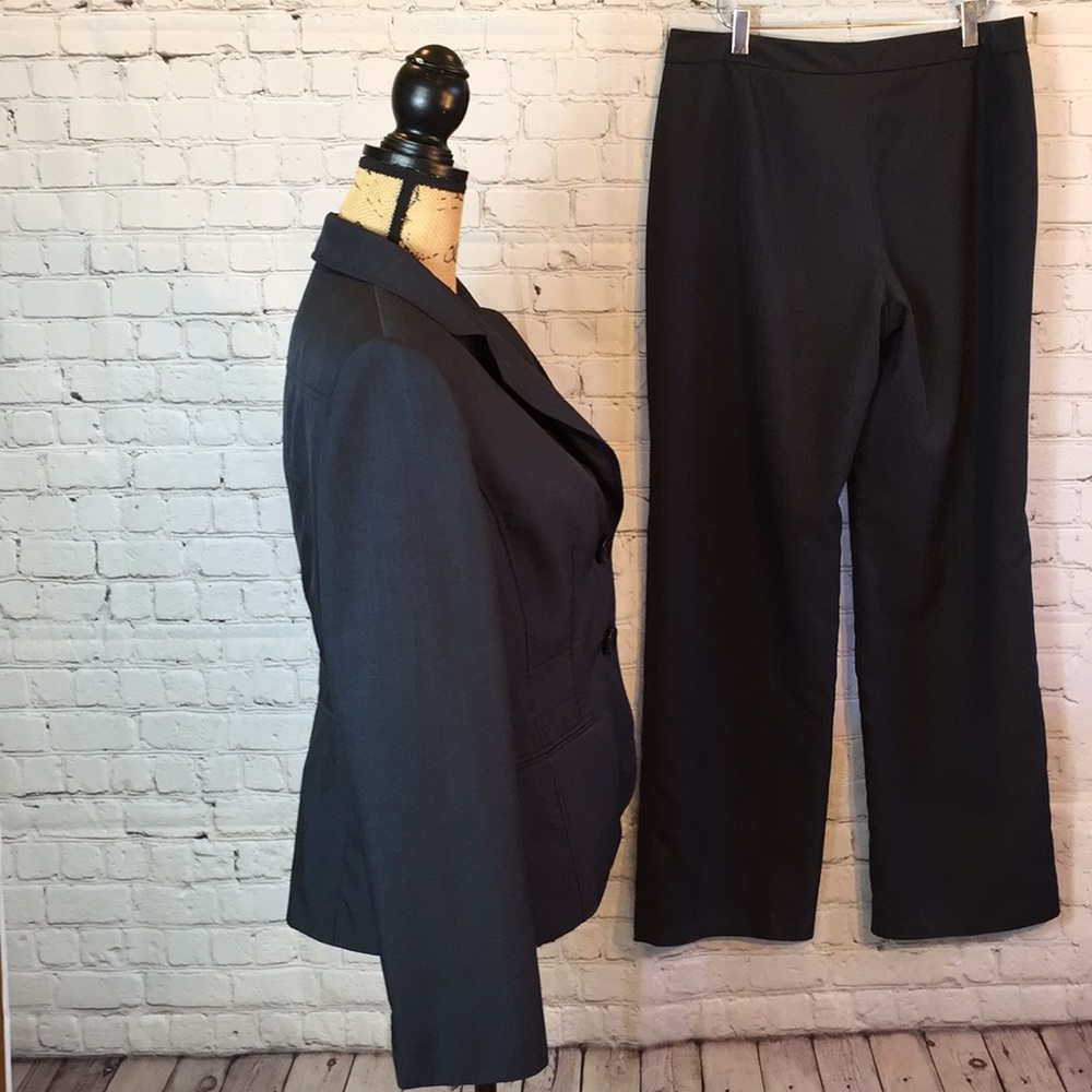 Jones Wear Pant Suit Charcoal Gray Size 10 - Picture 2 of 7